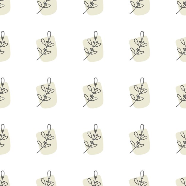 Seamless pattern with leaves and abstract shapes Abstract Minimalistic