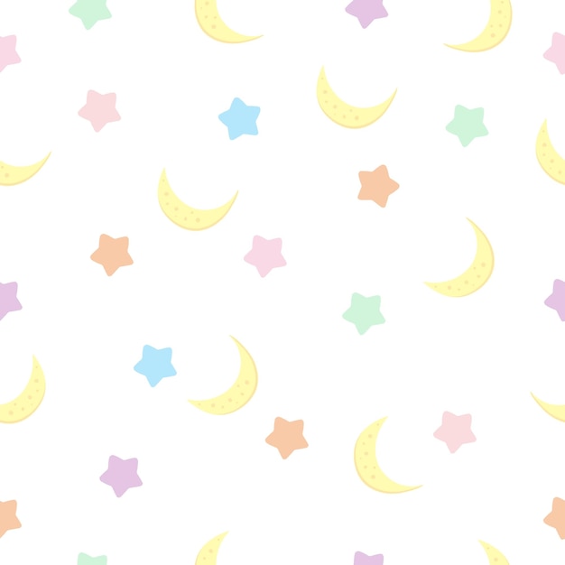 Seamless pattern with stars and moon