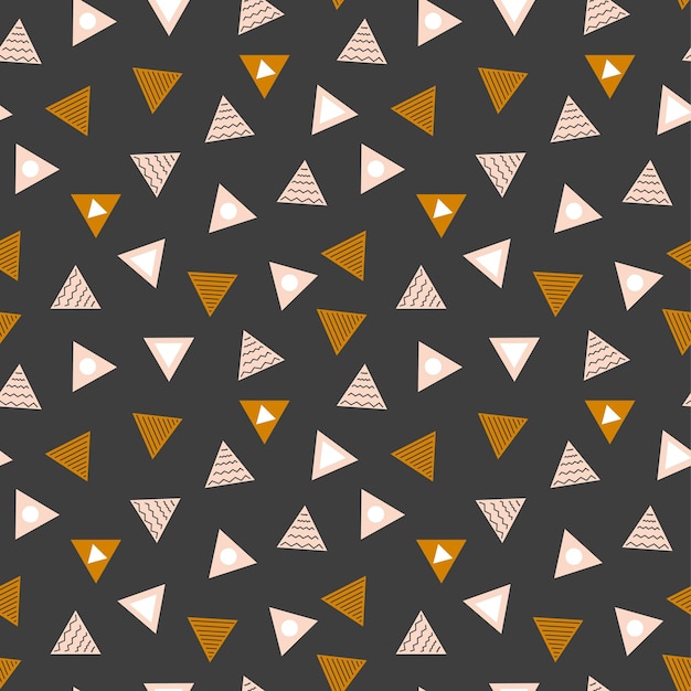 Seamless patterns. Geometric patterns. Triangles on a black background. Vector illustration