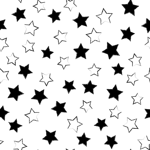 Seamless stars pattern Black and white background