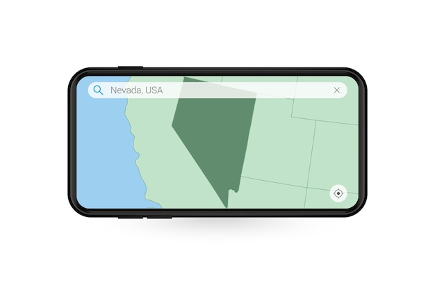 Searching map of Nevada in Smartphone map application