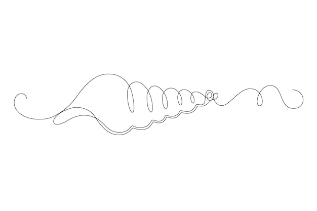 seashell drawing in the form of one continuous line in minimalism editable vector contour
