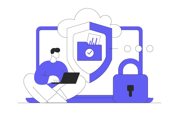 Secure file sharing concept Encrypted file transfer secure cloud sharing data collaboration web