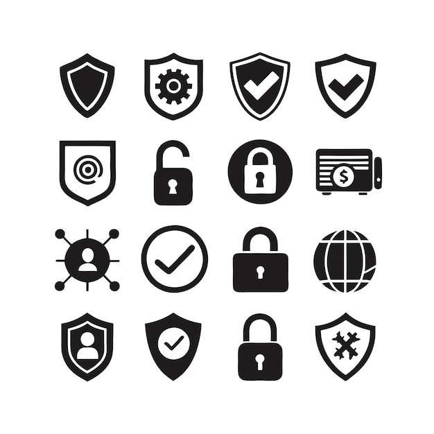 Security and Privacy Lock Icon Set Collection Vector for UI Documents Websites Mobile Applications