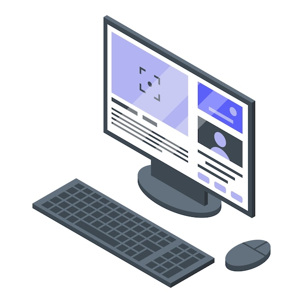 security guard computer icon isometric of security guard computer vector icon for web design isolated on white background