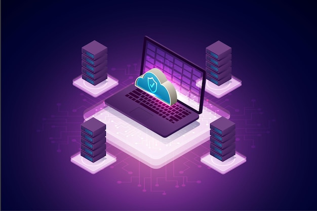 Security protection data on laptop connection on cloud storage