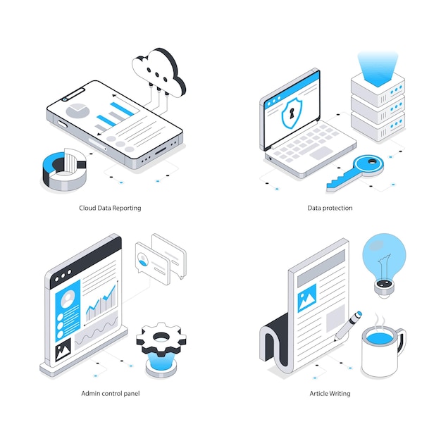 SEO and Marketing vector Isometric Illustration Eps 10 File Set 12