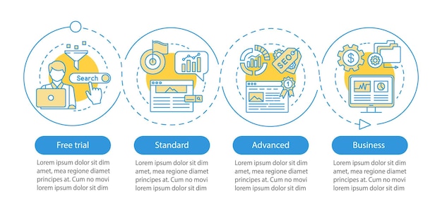 seo keyword tool subscription vector infographic template
