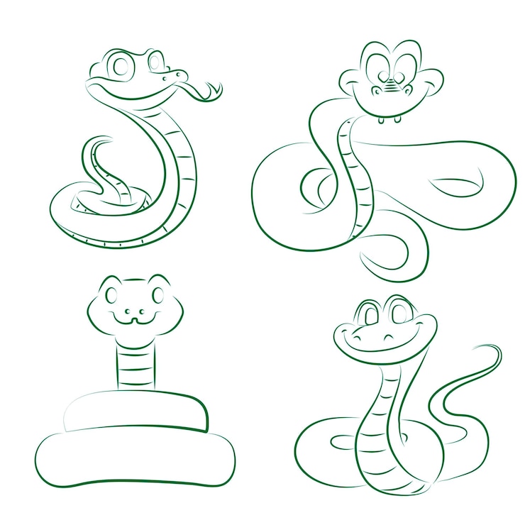Vektor set 2 of funny snakes symbol of the year 2025