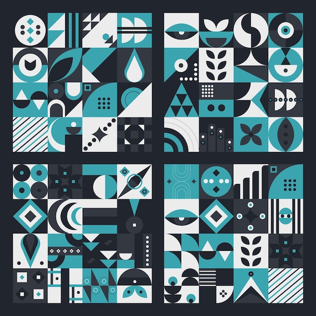 set abstract geometric pattern design in modern style vector illustration