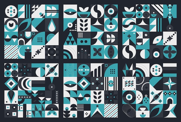 set abstract geometric pattern design in modern style vector illustration