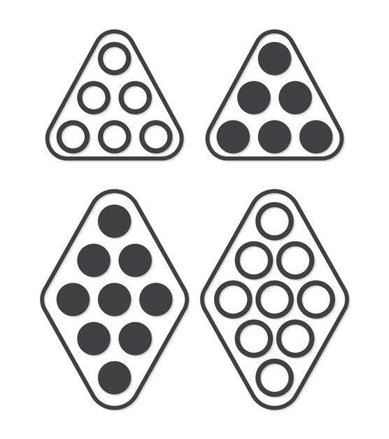 set Billiard balls and set triangle vector icon filled flat sign for mobile concept and web design