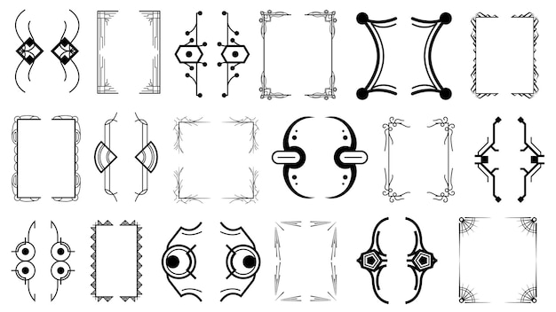 Set Black Simple Line Collection Different Doodle Brackets, Parentheses, Braces Elements Vector