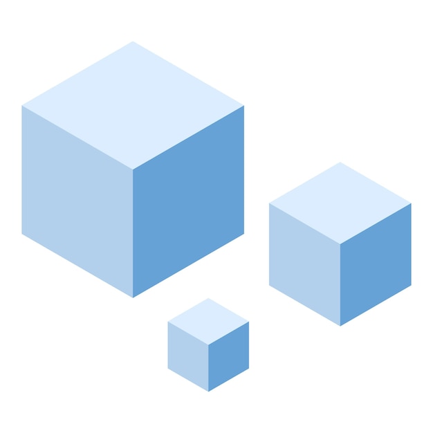 set blue cubes icon isometric of set blue cubes vector icon for web design isolated on white background