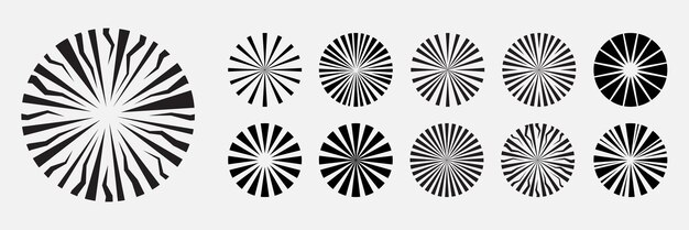 set collection of sunburst, starburst, sunrays effect for background. vector illustration