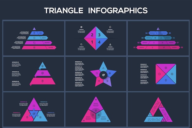 Set creative concept for infographic with options parts or processes Business data visualization