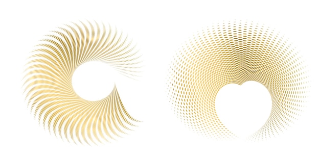Set design element circle Isolated bold vector colors golden ring from Abstract glow wavy stripes of many glittering swirl created using Blend Tool Vector illustration EPS10 for your presentation