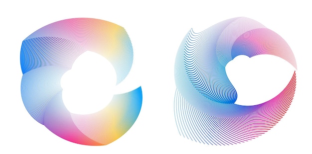 Set design element circle Isolated bold vector colors golden ring from Abstract glow wavy stripes of many glittering swirl created using Blend Tool Vector illustration EPS10 for your presentation