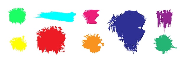 set different black splash collection brush strokesink drops and splashes blotter spots