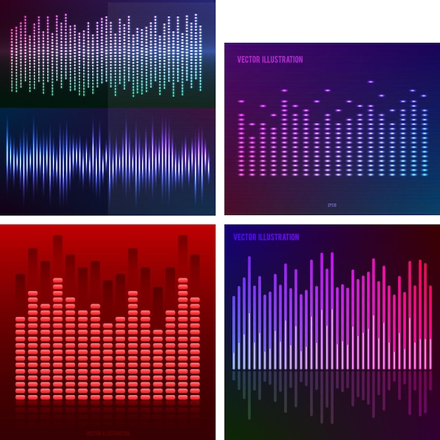 Set glowing background design element cover page04