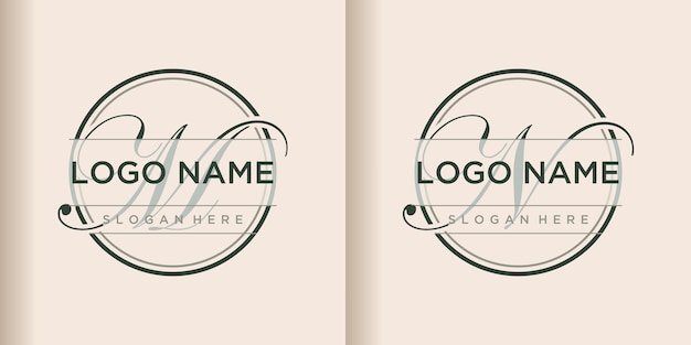 set initial logo design template m n