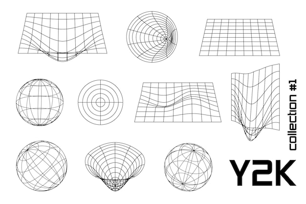 set linear white and white geometric y2k 3d frame geometric shape vector for posters banners