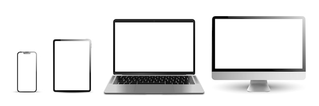 set mockups of technology devices with empty display vector illustration isolated on white background