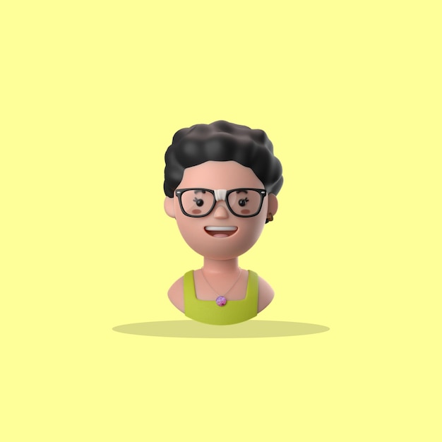 Set of 3d portraits of happy people