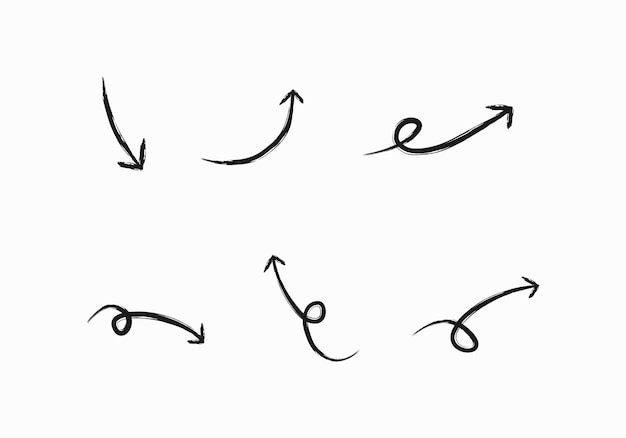 Set of abstract arrow line doodle element