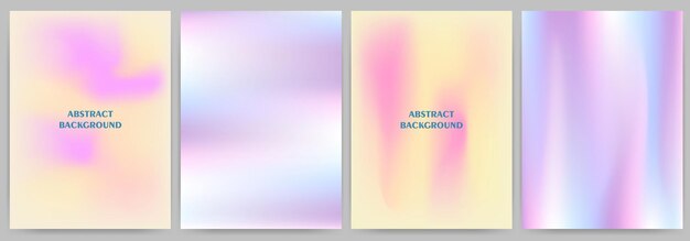 Set of abstract backgrounds with holographic effect gradient blur