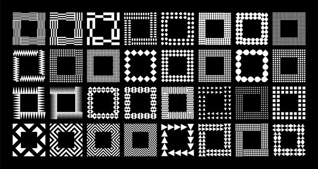 set of abstract basic shape square border design