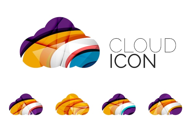 Set of abstract cloud computing icons business logotype concepts clean modern geometric design