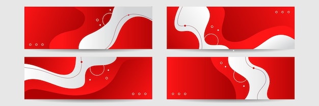 Set of abstract red banner background with 3d overlap layer and wave shapes. Geometric, polygonal Abstract background, texture, advertisement layout. web page. header for website.