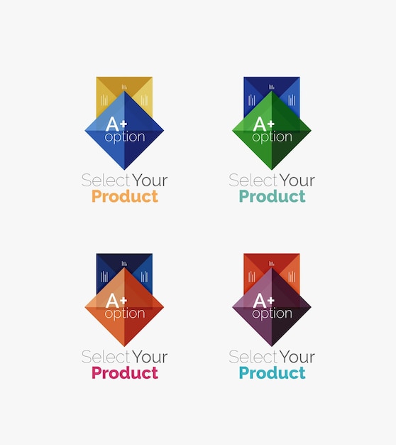 Set of abstract square interface menu navigation button