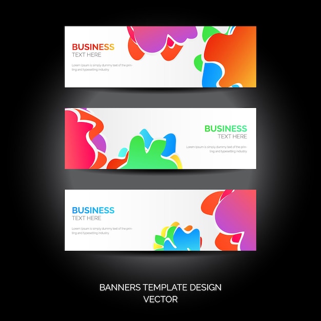 set of abstract web banners with colorful shapes vector design element