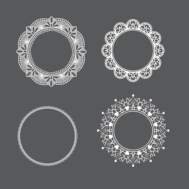 Set of arch and double arc rectangle and square oval and circle frames with wavy edges Simple geo