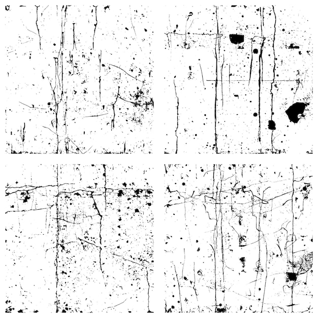 Set of Black and White Distressed Vector Textures Grunge Backgrounds and Overlays EPS 10