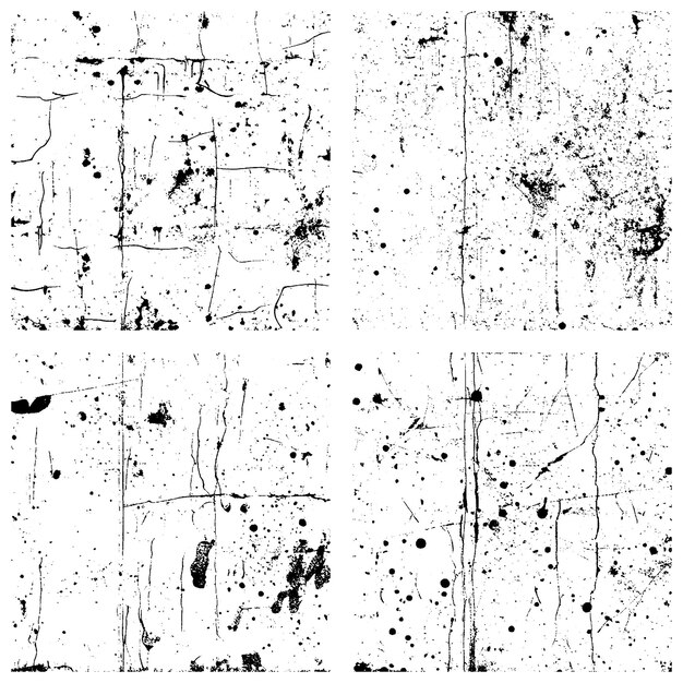 Set of Black and White Distressed Vector Textures Grunge Backgrounds and Overlays EPS 10