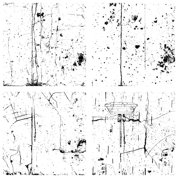 Set of Black and White Distressed Vector Textures Grunge Backgrounds and Overlays EPS 10