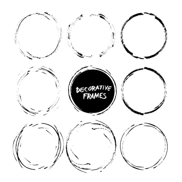 Set of black frames Empty borders Vector signs