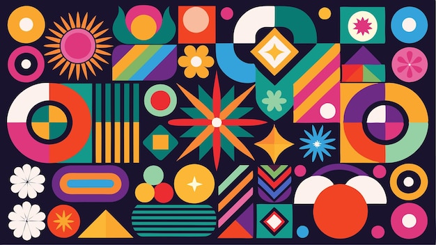 set of brutalist geometric shapes trendy colorful design with a colorful design in the middle