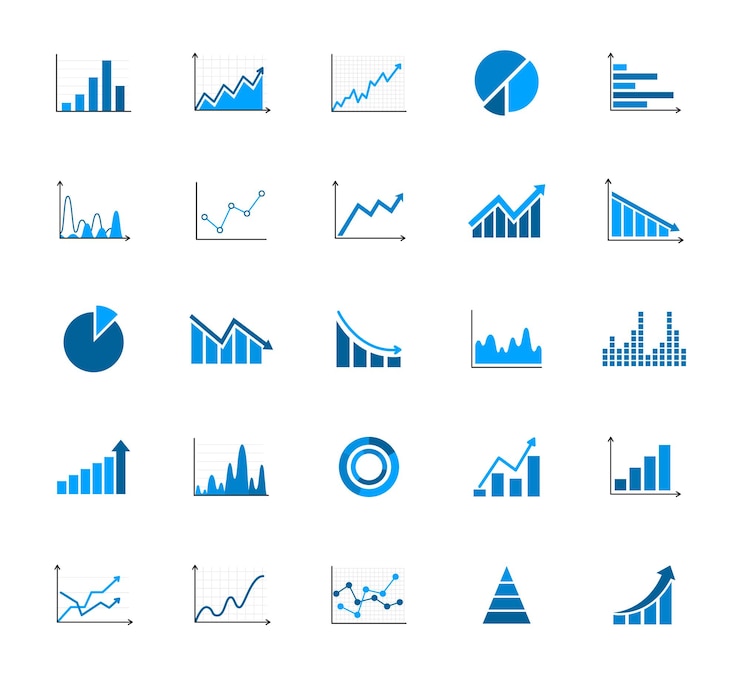 Set of business graph and charts icons Business data charts