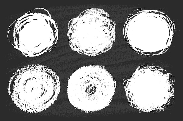 Set of cahlk hand drawn round shapes