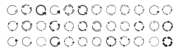 set of circle arrows hand drawn circle arrows black loading symbol circular arrow icon refresh