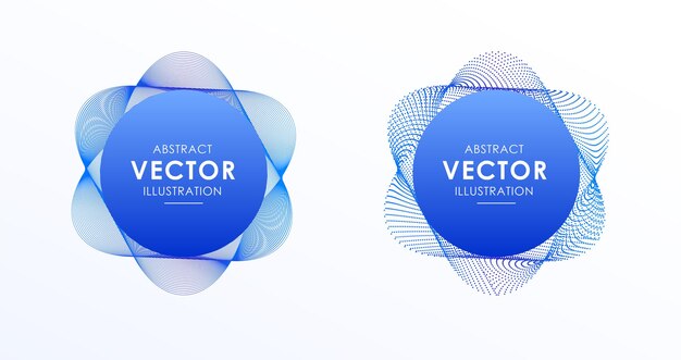 Set of circle wavy abstract shapes with geometric shape vector illustration