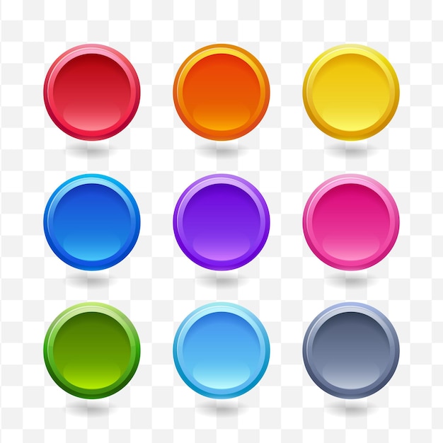 Set of colored round buttons collection of vector design