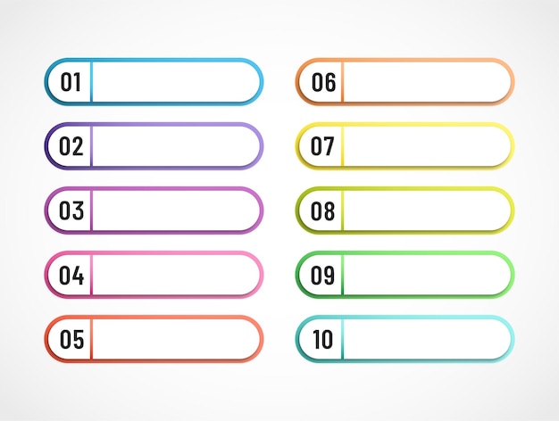 Set of colorful bullet and numbering for infographic elements data visualization and presentations