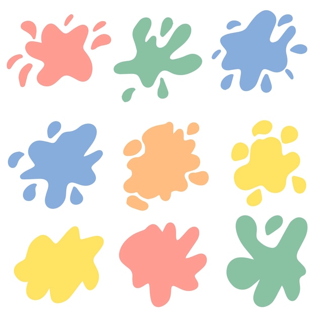 Set of colorful splashes Bright colorful spots set of design elements Vector paint splashes