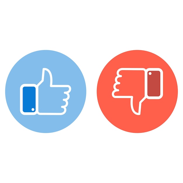 Set of colour icon like and dislike Thumbs up and thumbs down Vector illustrationxA