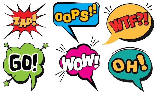 Set of comic bubble speech clouds onomatopoeiaComic Book Explosion Comic Sound Effects